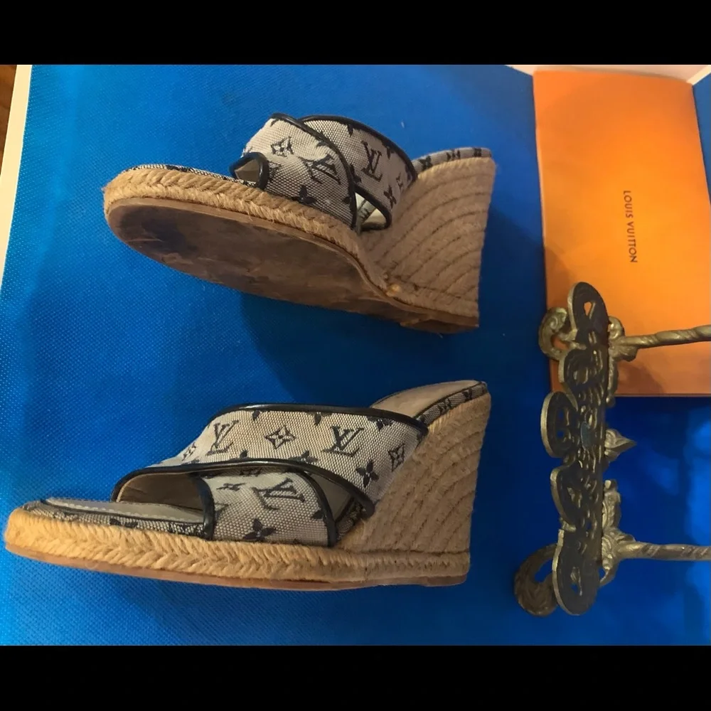 Louis Vuitton mini monogram espadrille wedges LV Toe Mule Ibiza  Date codeCA0123